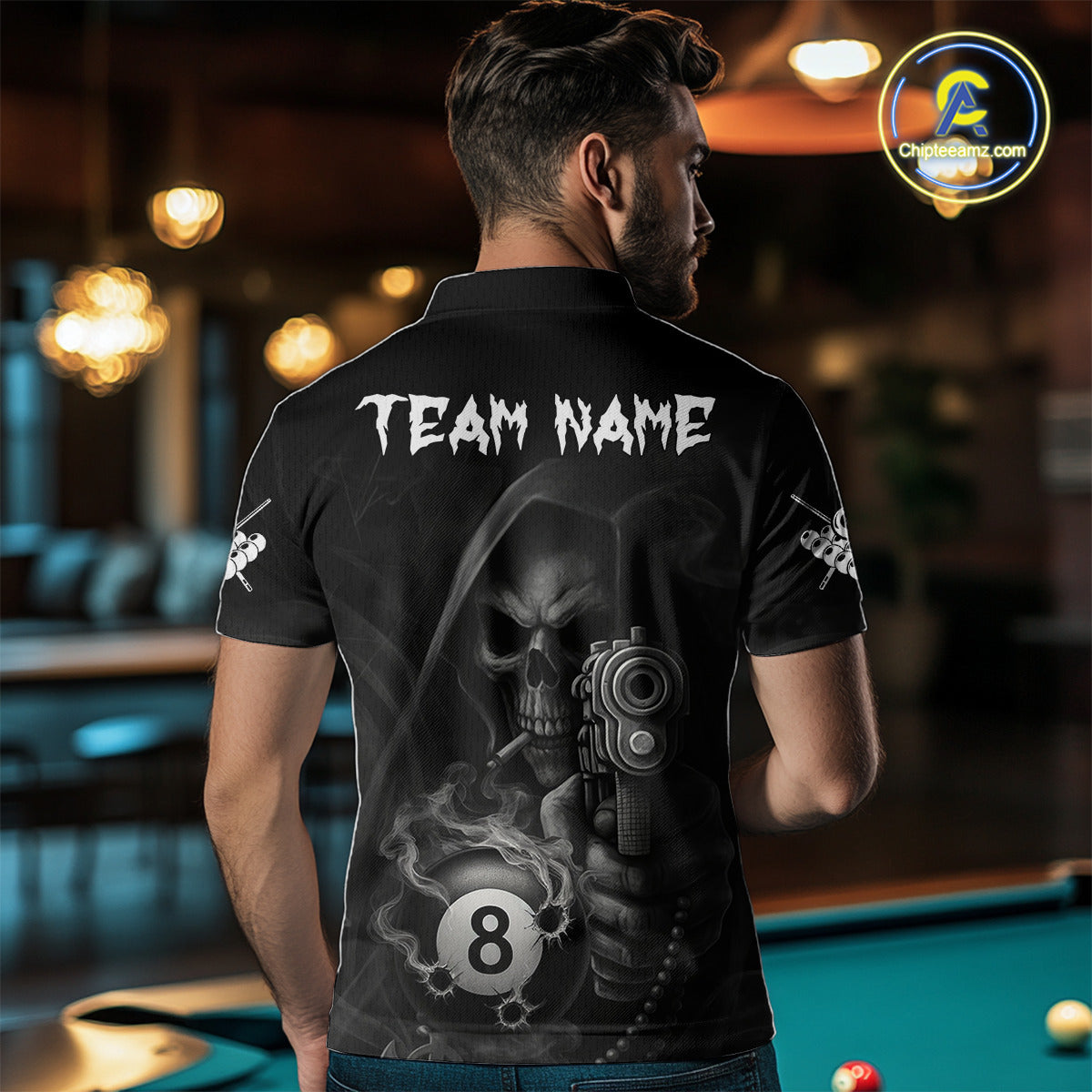 Funny Grim Reaper 8 Ball Smoke Billiard Shirt For Men Custom Pool Jersey, Billiard Team Shirt TDM4898