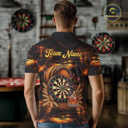 Personalized Vintage Bourbon Darts Shirt For Men, Funny Whiskey Darts Jersey Team Polo & 1/4 Zip TDM8032