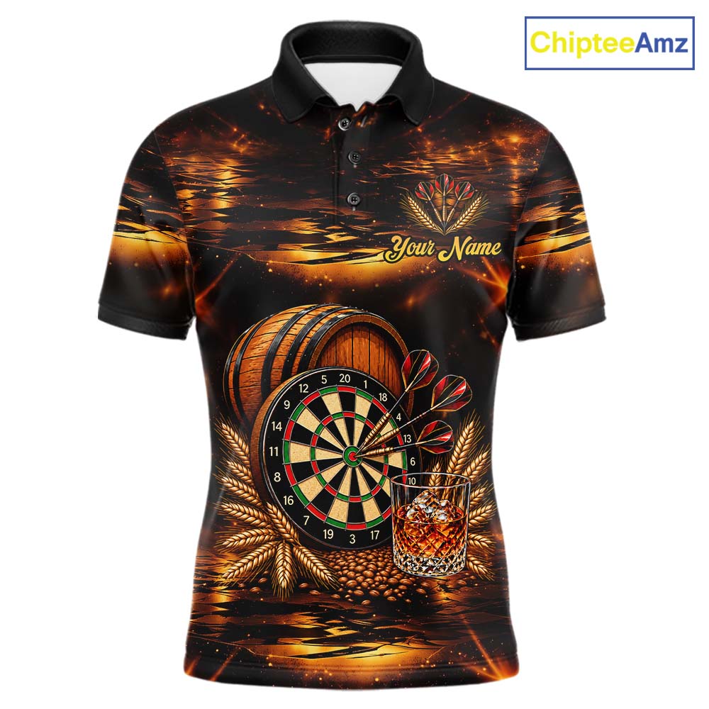 Personalized Vintage Bourbon Darts Shirt For Men, Funny Whiskey Darts Jersey Team Polo & 1/4 Zip TDM8032