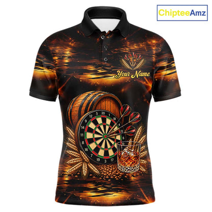 Personalized Vintage Bourbon Darts Shirt For Men, Funny Whiskey Darts Jersey Team Polo & 1/4 Zip TDM8032