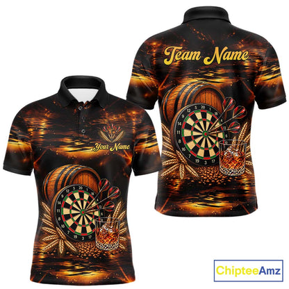Personalized Vintage Bourbon Darts Shirt For Men, Funny Whiskey Darts Jersey Team Polo & 1/4 Zip TDM8032