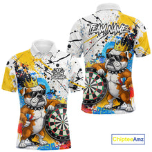 Load image into Gallery viewer, Funny Bulldog Colorful Darts Shirt For Men Custom Darts Jersey Team Polo &amp; 1/4 Zip, Darts Gifts TDM5838