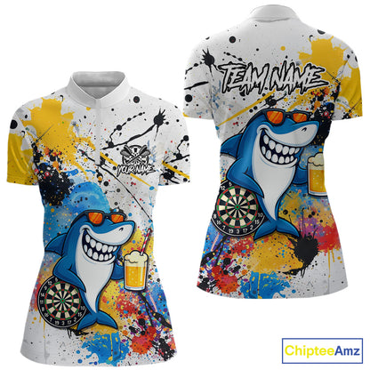 Personalized Funny Shark Colorful Darts Shirt For Women Custom Darts Jersey Team Polo & Quarter Zip TDM5839