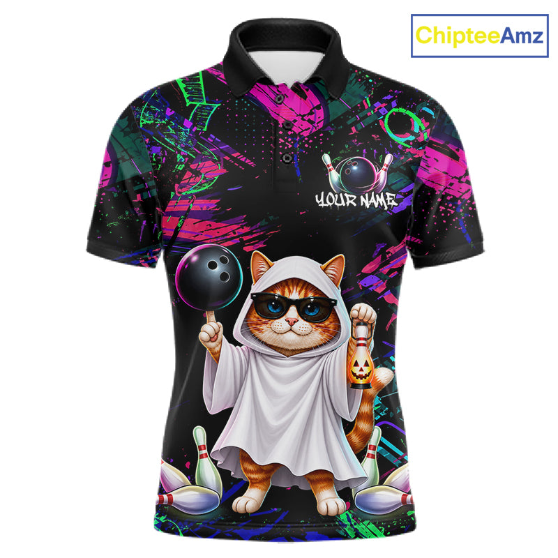 Personalized Funny Cat Graffiti Bowling Jersey For Men Custom Halloween Bowling Team Shirts TDM7403
