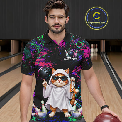 Personalized Funny Cat Graffiti Bowling Jersey For Men Custom Halloween Bowling Team Shirts TDM7403
