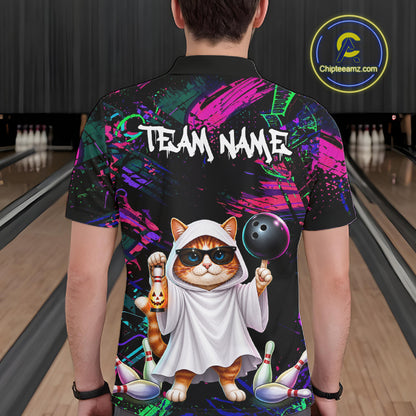 Personalized Funny Cat Graffiti Bowling Jersey For Men Custom Halloween Bowling Team Shirts TDM7403