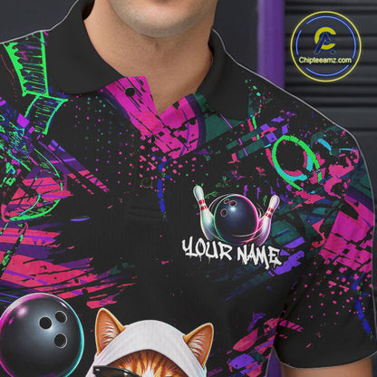 Personalized Funny Cat Graffiti Bowling Jersey For Men Custom Halloween Bowling Team Shirts TDM7403