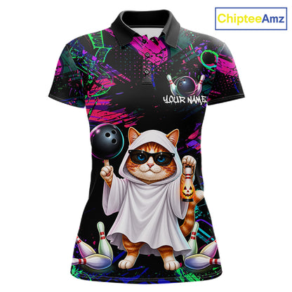 Personalized Funny Cat Graffiti Bowling Jersey For Women Custom Halloween Bowling Team Shirts TDM7403
