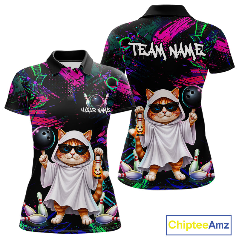 Personalized Funny Cat Graffiti Bowling Jersey For Women Custom Halloween Bowling Team Shirts TDM7403