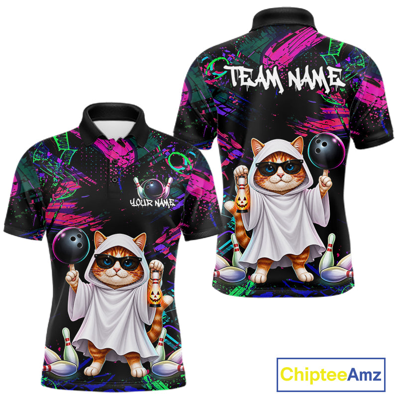 Personalized Funny Cat Graffiti Bowling Jersey For Men Custom Halloween Bowling Team Shirts TDM7403
