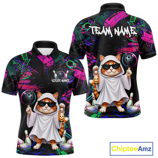 Personalized Funny Cat Graffiti Bowling Jersey For Men Custom Halloween Bowling Team Shirts TDM7403