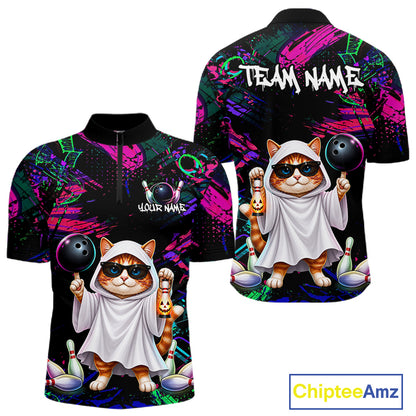 Personalized Funny Cat Graffiti Bowling Jersey For Men Custom Halloween Bowling Team Shirts TDM7403