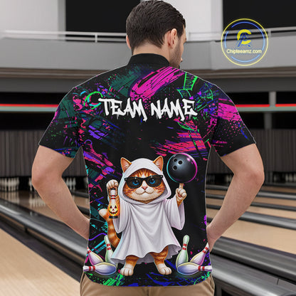 Personalized Funny Cat Graffiti Bowling Jersey For Men Custom Halloween Bowling Team Shirts TDM7403