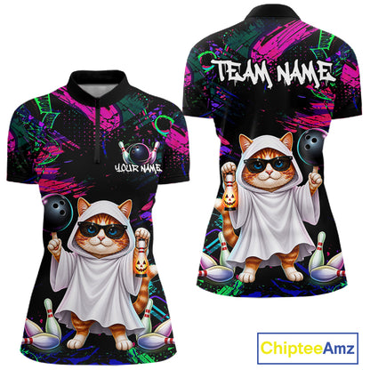Personalized Funny Cat Graffiti Bowling Jersey For Women Custom Halloween Bowling Team Shirts TDM7403