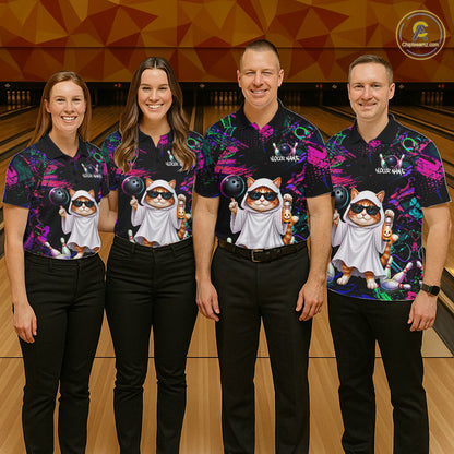 Personalized Funny Cat Graffiti Bowling Jersey For Men Custom Halloween Bowling Team Shirts TDM7403