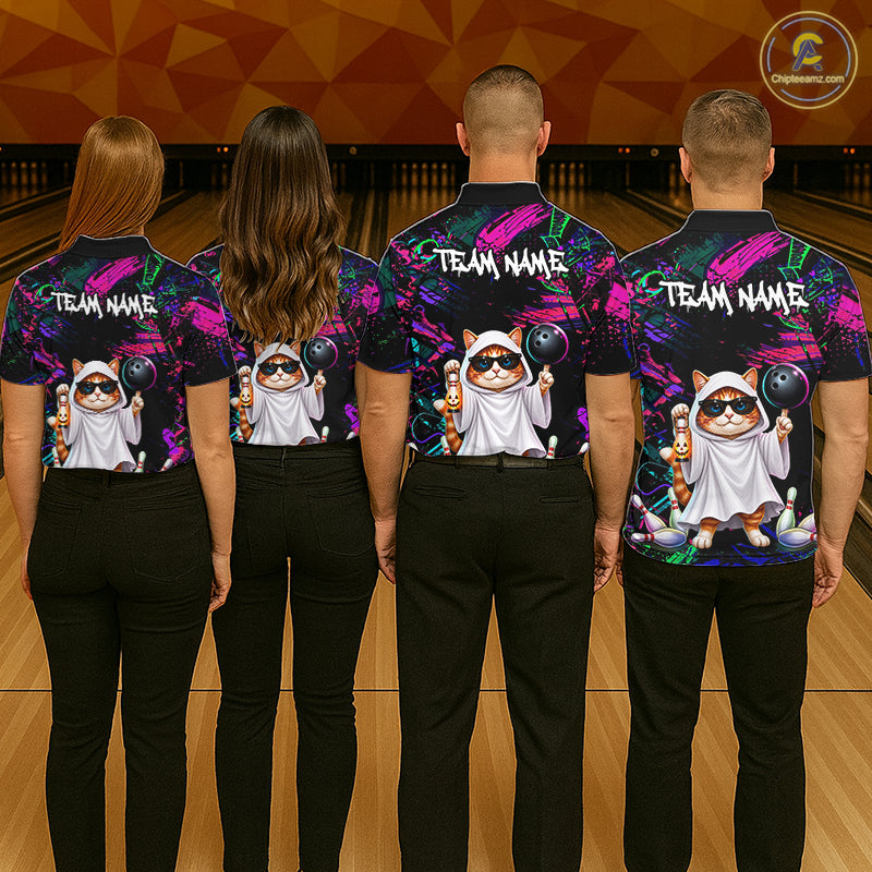 Personalized Funny Cat Graffiti Bowling Jersey For Men Custom Halloween Bowling Team Shirts TDM7403