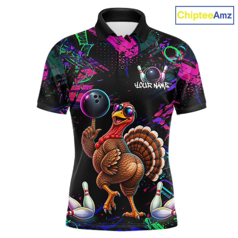 Personalized Funny Turkey Graffiti Bowling Jersey For Men Custom Thanksgiving Bowling Team Shirts TDM7404