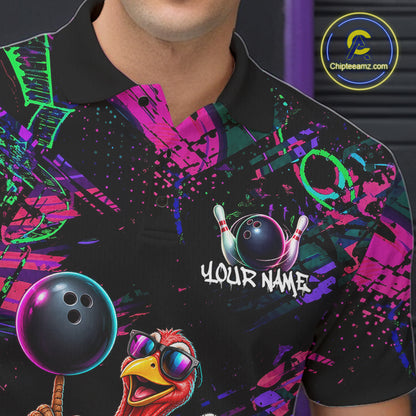 Personalized Funny Turkey Graffiti Bowling Jersey For Men Custom Thanksgiving Bowling Team Shirts TDM7404