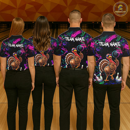 Personalized Funny Turkey Graffiti Bowling Jersey For Women Custom Thanksgiving Bowling Team Shirts TDM7404
