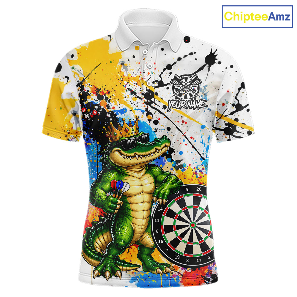 Funny Alligator Colorful Darts Shirt For Men Custom Darts Jersey Team Polo & 1/4 Zip, Darts Gifts TDM7735