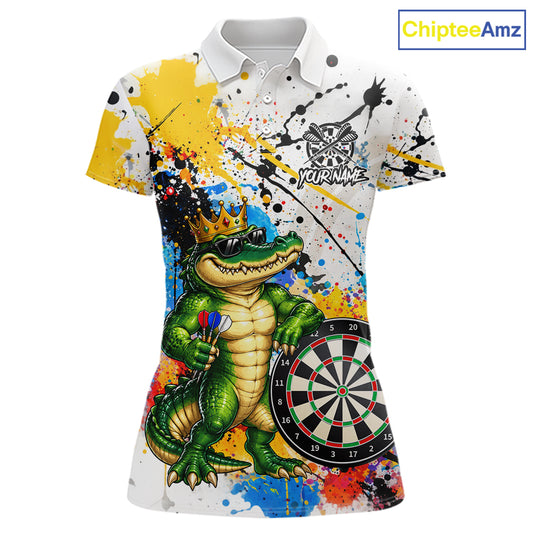Funny Alligator Colorful Darts Shirt For Women Custom Darts Jersey Team Polo & 1/4 Zip, Darts Gifts TDM7735