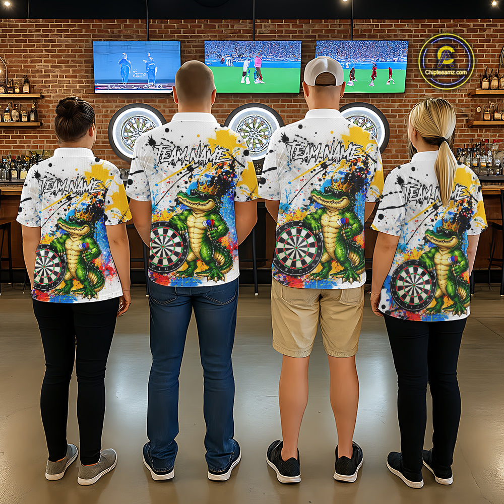Funny Alligator Colorful Darts Shirt For Men Custom Darts Jersey Team Polo & 1/4 Zip, Darts Gifts TDM7735
