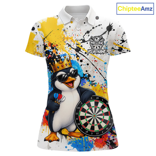 Funny Penguin Colorful Darts Shirt For Women Custom Darts Jersey Team Polo & 1/4 Zip, Darts Gifts TDM7736