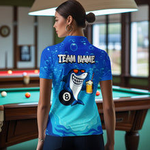 Load image into Gallery viewer, Blue Funny Shark 8 Ball Billiard Shirts For Women Custom Pool Team Shirt, Billiard Polo &amp; 1/4 Zip TDM5134