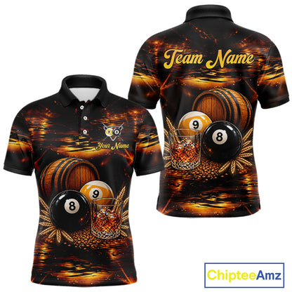 Personalized Vintage Bourbon 8 Ball 9 Ball Pool Shirts For Men Custom Whiskey Billiard Team Jersey TDM8058