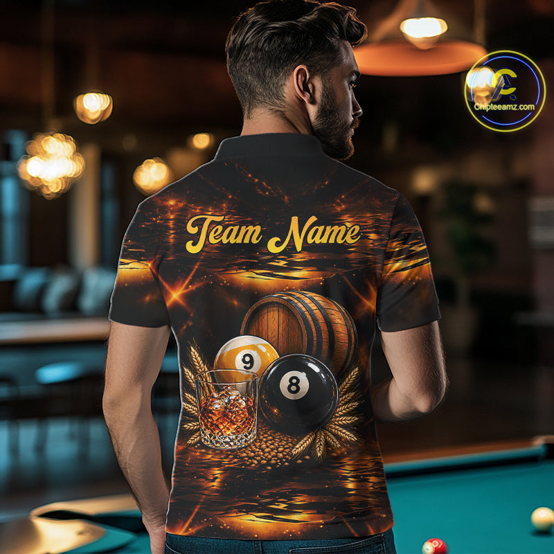 Personalized Vintage Bourbon 8 Ball 9 Ball Pool Shirts For Men Custom Whiskey Billiard Team Jersey TDM8058