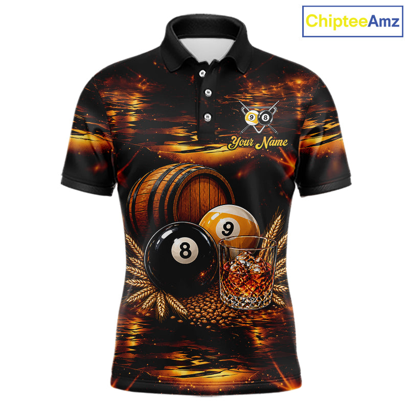 Personalized Vintage Bourbon 8 Ball 9 Ball Pool Shirts For Men Custom Whiskey Billiard Team Jersey TDM8058