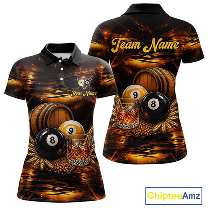 Personalized Vintage Bourbon 8 Ball 9 Ball Pool Shirts For Women Custom Whiskey Billiard Team Jersey TDM8058