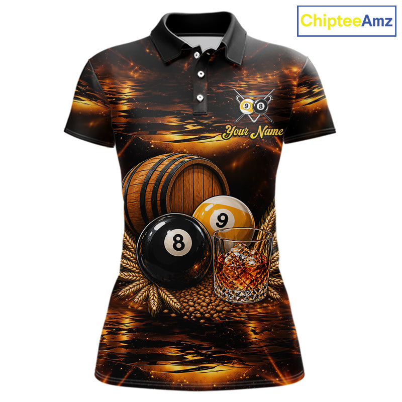 Personalized Vintage Bourbon 8 Ball 9 Ball Pool Shirts For Women Custom Whiskey Billiard Team Jersey TDM8058