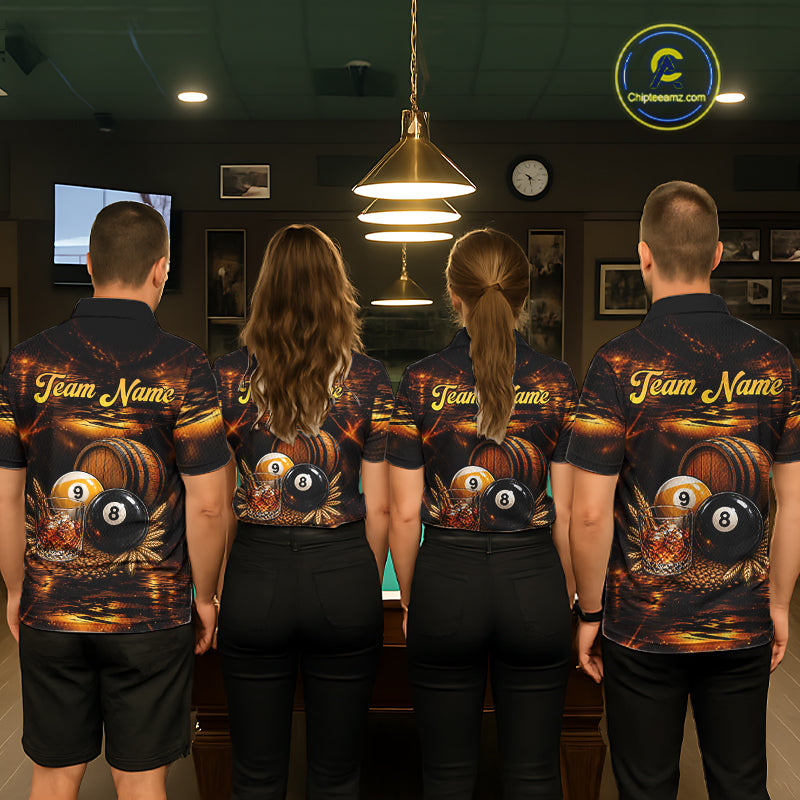 Personalized Vintage Bourbon 8 Ball 9 Ball Pool Shirts For Men Custom Whiskey Billiard Team Jersey TDM8058