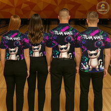 Load image into Gallery viewer, Custom Funny Cat Graffiti Bowling Shirt For Women, Personalized Bowling Team Jersey Polo &amp; 1/4 Zip TDM6455