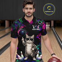 Load image into Gallery viewer, Personalized Funny Cat Graffiti Bowling Shirt For Men Custom Bowling Jersey Team Polo &amp; 1/4 Zip TDM6456