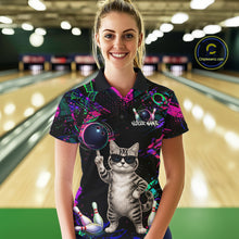 Load image into Gallery viewer, Personalized Funny Cat Graffiti Bowling Shirt For Women Custom Bowling Jersey Team Polo &amp; 1/4 Zip TDM6456