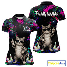 Load image into Gallery viewer, Personalized Funny Cat Graffiti Bowling Shirt For Women Custom Bowling Jersey Team Polo &amp; 1/4 Zip TDM6456