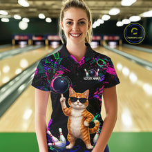 Load image into Gallery viewer, Personalized Funny Cat Graffiti Bowling Jersey For Women Custom Bowling Team Shirts Polo &amp; 1/4 Zip TDM6457