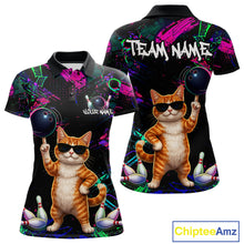Load image into Gallery viewer, Personalized Funny Cat Graffiti Bowling Jersey For Women Custom Bowling Team Shirts Polo &amp; 1/4 Zip TDM6457
