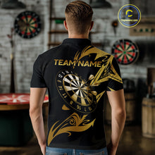 Load image into Gallery viewer, Black And Gold Dartboard Tribal Darts Polo &amp; 1/4 Zip Custom Darts Shirt For Men, Darts Team Jersey TDM5366