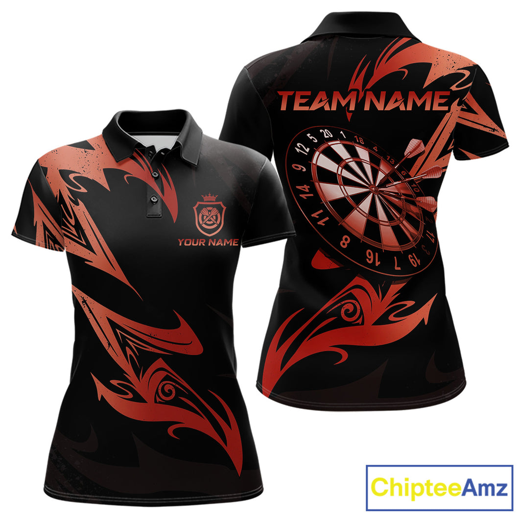 Black And Red Dartboard Tribal Darts Polo & 1/4 Zip Custom Darts Shirt For Women, Darts Team Jersey TDM5367
