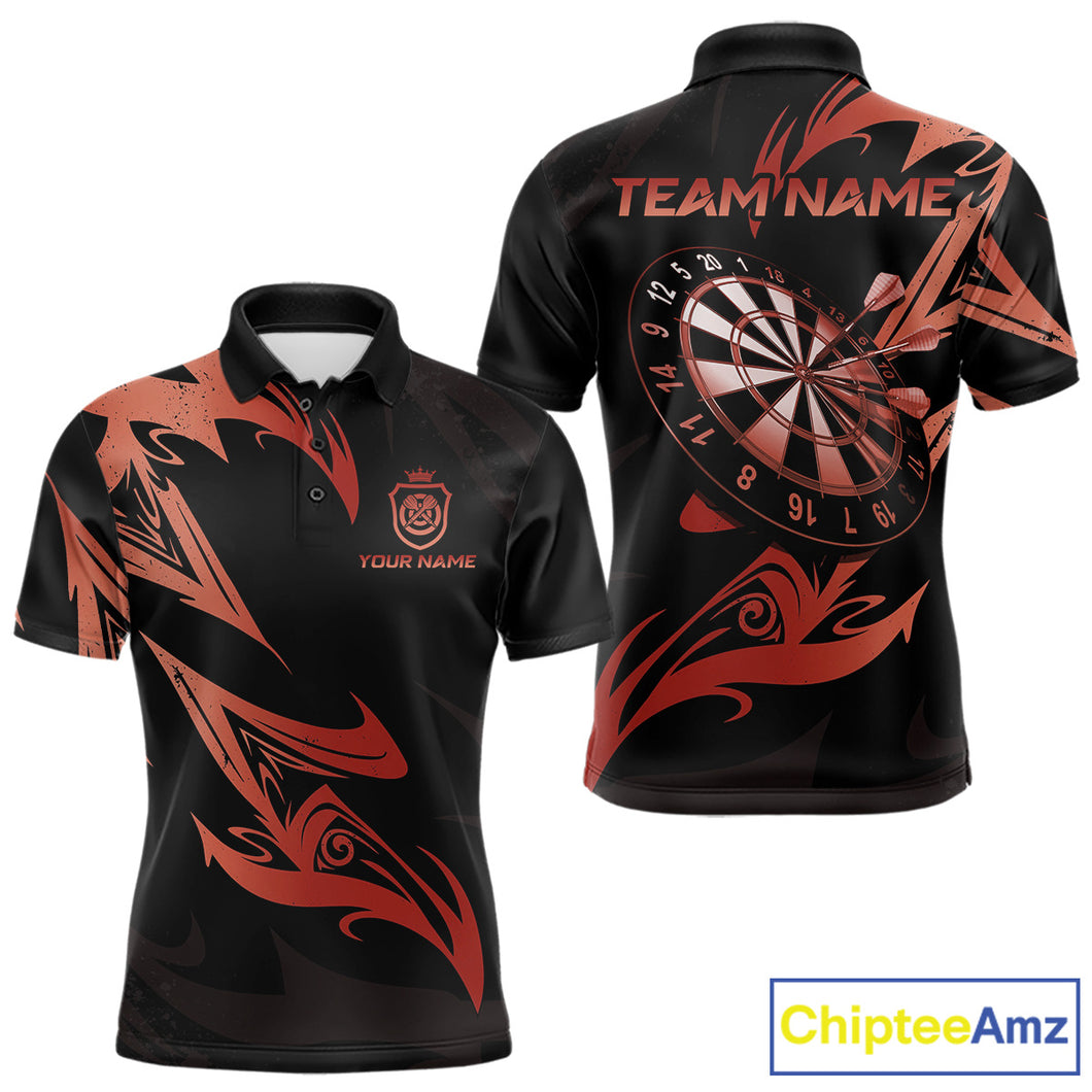 Black And Red Dartboard Tribal Darts Polo & 1/4 Zip Custom Darts Shirt For Men, Darts Team Jersey TDM5367