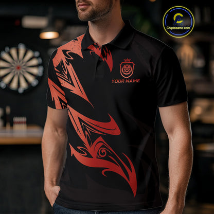 Black And Red Dartboard Tribal Darts Polo & 1/4 Zip Custom Darts Shirt For Men, Darts Team Jersey TDM5367