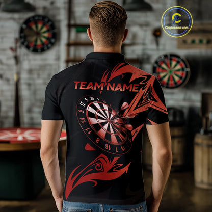 Black And Red Dartboard Tribal Darts Polo & 1/4 Zip Custom Darts Shirt For Men, Darts Team Jersey TDM5367