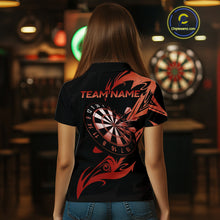 Load image into Gallery viewer, Black And Red Dartboard Tribal Darts Polo &amp; 1/4 Zip Custom Darts Shirt For Women, Darts Team Jersey TDM5367
