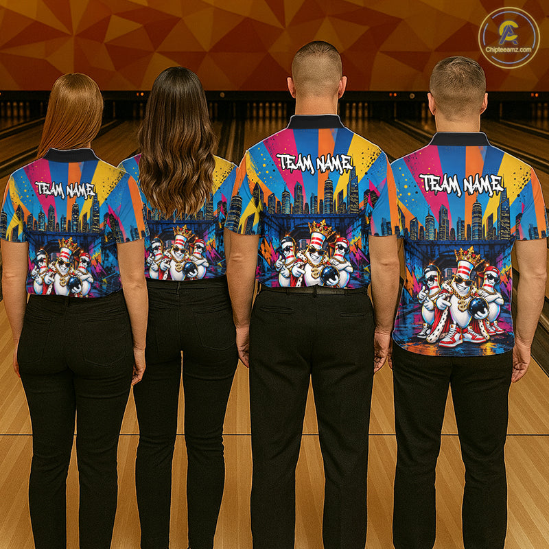 Funny Colorful Hip Hop Crown Bowling Shirts For Men Custom Bowling Team Jersey, Bowling Uniform TDM8109