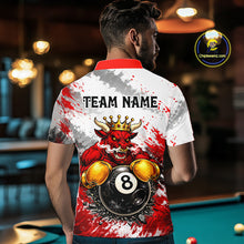 Load image into Gallery viewer, Red And White Grunge Bull 8 Ball Billiard Shirt For Men Custom Pool Team Jersey Polo &amp; 1/4 Zip TDM5647