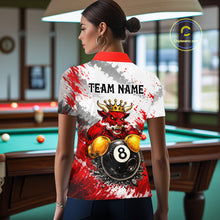 Load image into Gallery viewer, Red And White Grunge Bull 8 Ball Billiard Shirt For Women Custom Pool Team Jersey Polo &amp; 1/4 Zip TDM5647