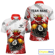 Load image into Gallery viewer, Red And White Grunge Bull 8 Ball Billiard Shirt For Men Custom Pool Team Jersey Polo &amp; 1/4 Zip TDM5647